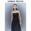 UR2025 Women's Pleated Strappy Denim Dress