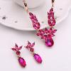 Women's Rhinestone Flower Pendant Alloy Necklace Earrings Wedding Jewelry Set