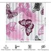 Vintage Butterfly Bath Mat Design Printed Shower Curtain Waterproof Decorative Bathroom Supplies Pink Butterflies Edition