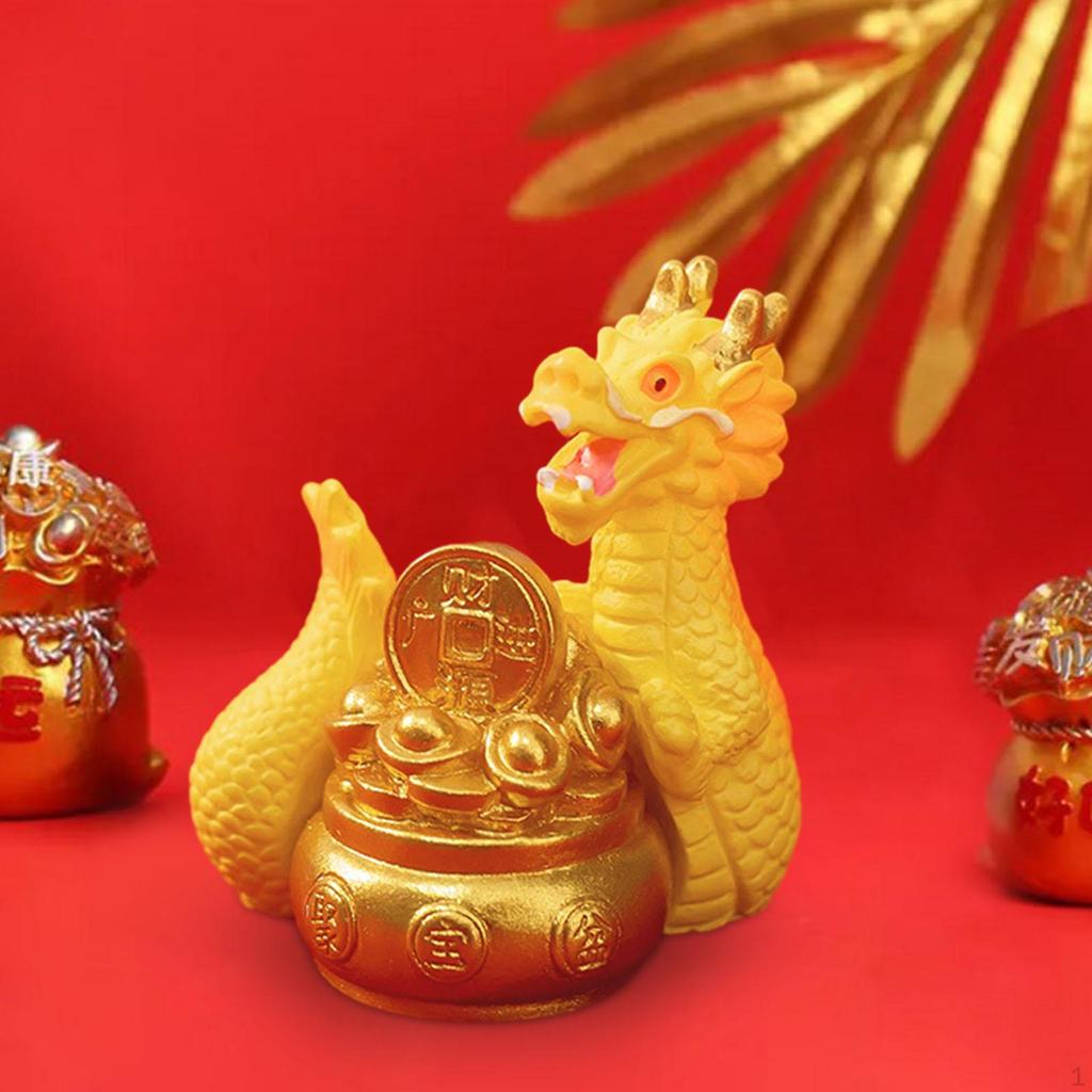 Dragon Miniature Figurine - Festive Chinese Year Decor for Home and Office