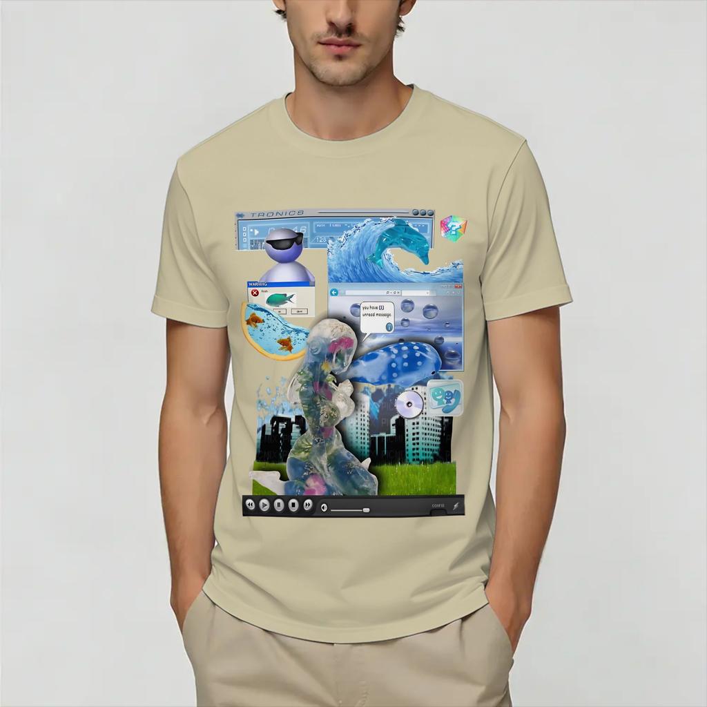 Frutiger Aero World Vaporwave T Shirt Unisexs Cotton Awesome TShirts Crew Neck Tees Short Sleeve Clothes Adult