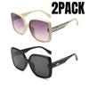 2PACK Large Square Frame Sunglasses Europe and The United States Fashion Trend Personality Net Red Lady Travel Sun Glasses