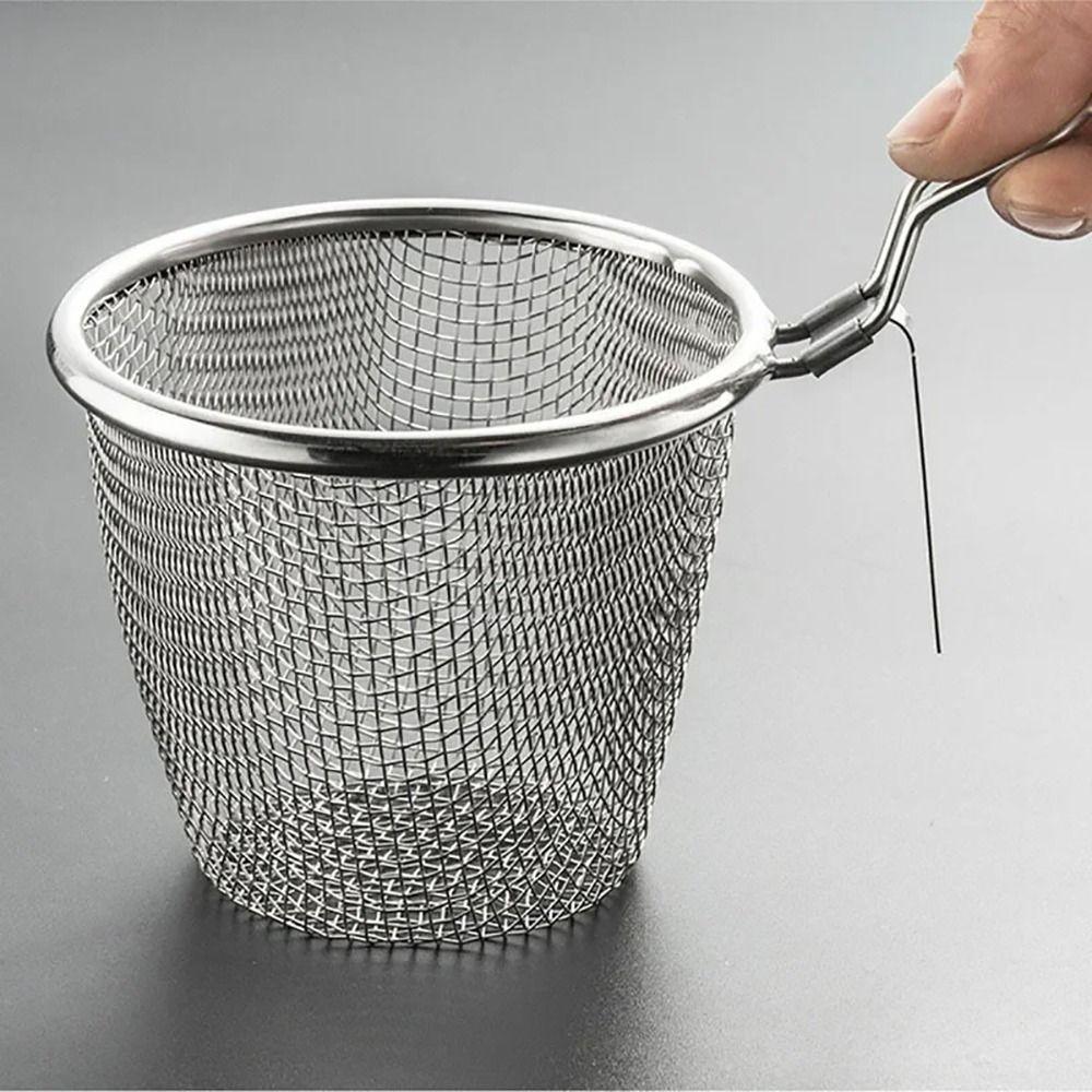 1Pcs Kitchen Tableware Mesh Strainer Spoon Long Handle Frying Filter Basket Hot Pot Strainer