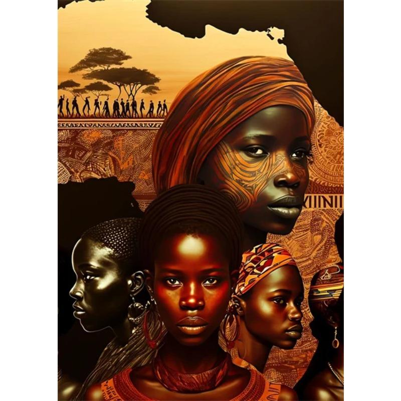 Beautiful African Woman Posters and Prints Canvas Painting Portrait Wall Art Pictures for Living Room Home Decoration No Frame