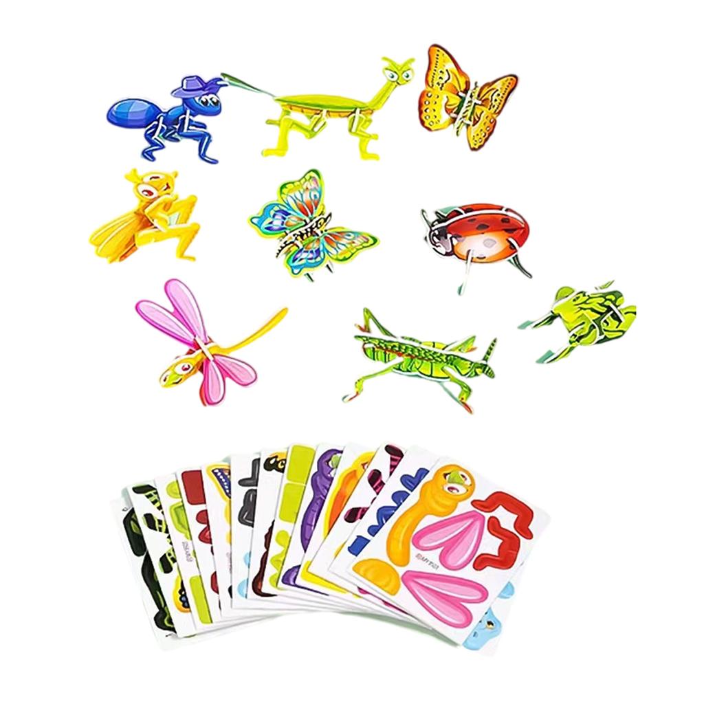 25 listů/sada Puzzle Hračka Kreslený motiv 3D Blok skládačky Předškolní vzdělávací hračka pro trénování mozku pro děti