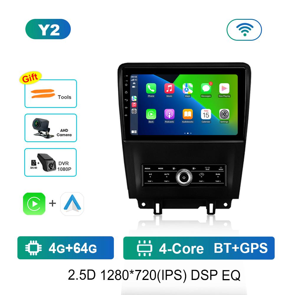 Carplay Car Radio Multimedia Player 10 Inch for Ford Mustang 2009 - 2014 Android System Bluetooth Navi GPS QLED Screen WiFi 4G