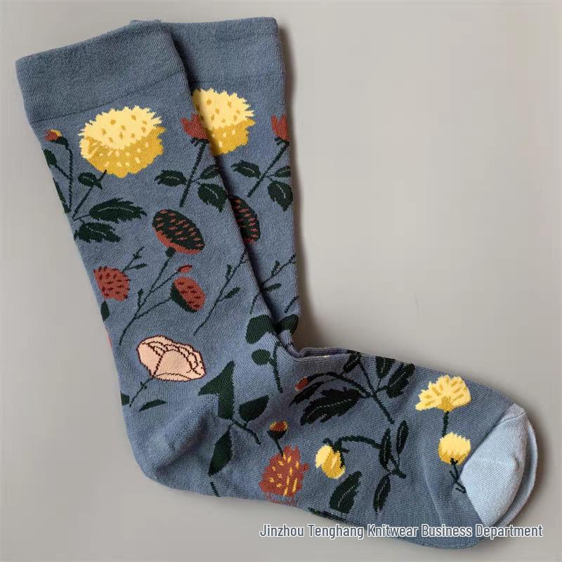 

Модные французские носки с масляной живописью: Красочные, средней высоты, нишевые женские модные носки до щиколотки One Size