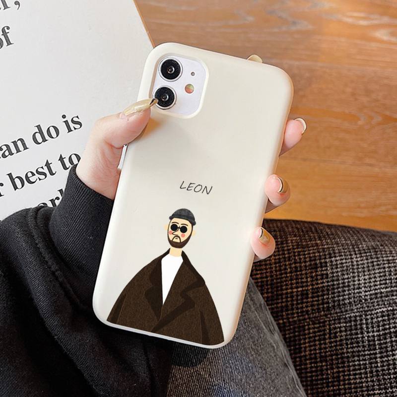 

Movie Killer Leon And Mathilda Professional Uncle Girl Phone Case Solid Color for iphone 13 11 Pro Max X XS Max XR 7 8 6SPlus 7 plus or 8 plus