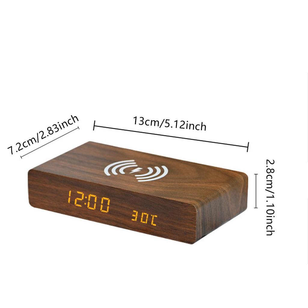 Alarm Clock with Wireless Charging Snooze Function LED Display Multipurpose for Restaurant Desktop Bedside Home Decoration Dorm