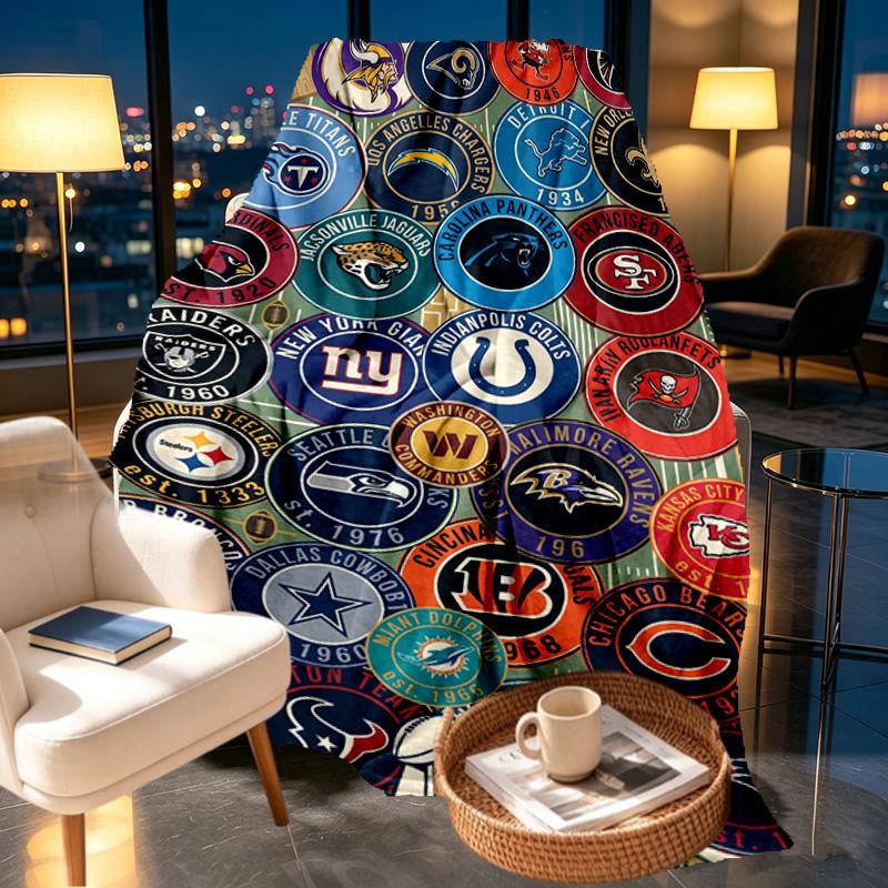 NFL Print Decke - Weich & Bequem, für Schlafzimmer, Reisen, Sofa, Heimdekoration - Geburtstags-Weihnachtsgeschenk für Freund