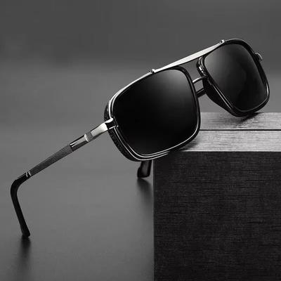 Polarisierte Punk-Sonnenbrille für Männer, Vintage-Mode, Steampunk, quadratische Sonnenbrille, männliche Autofahrerbrille, Sommer-Reise-Sonnenbrille, UV400