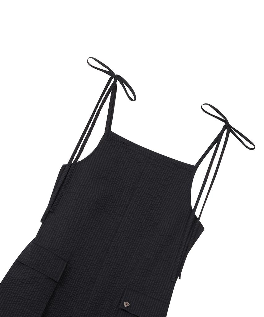 Ulkin Seersucker Cargo Sleeveless Dress_Charcoal