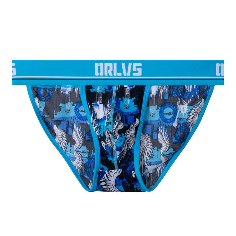 ORLVS Men's Ice Silk Seamless Sport Briefs: High-Cut, Breathable, Quick-Dry, Low-Waist U-Pouch.