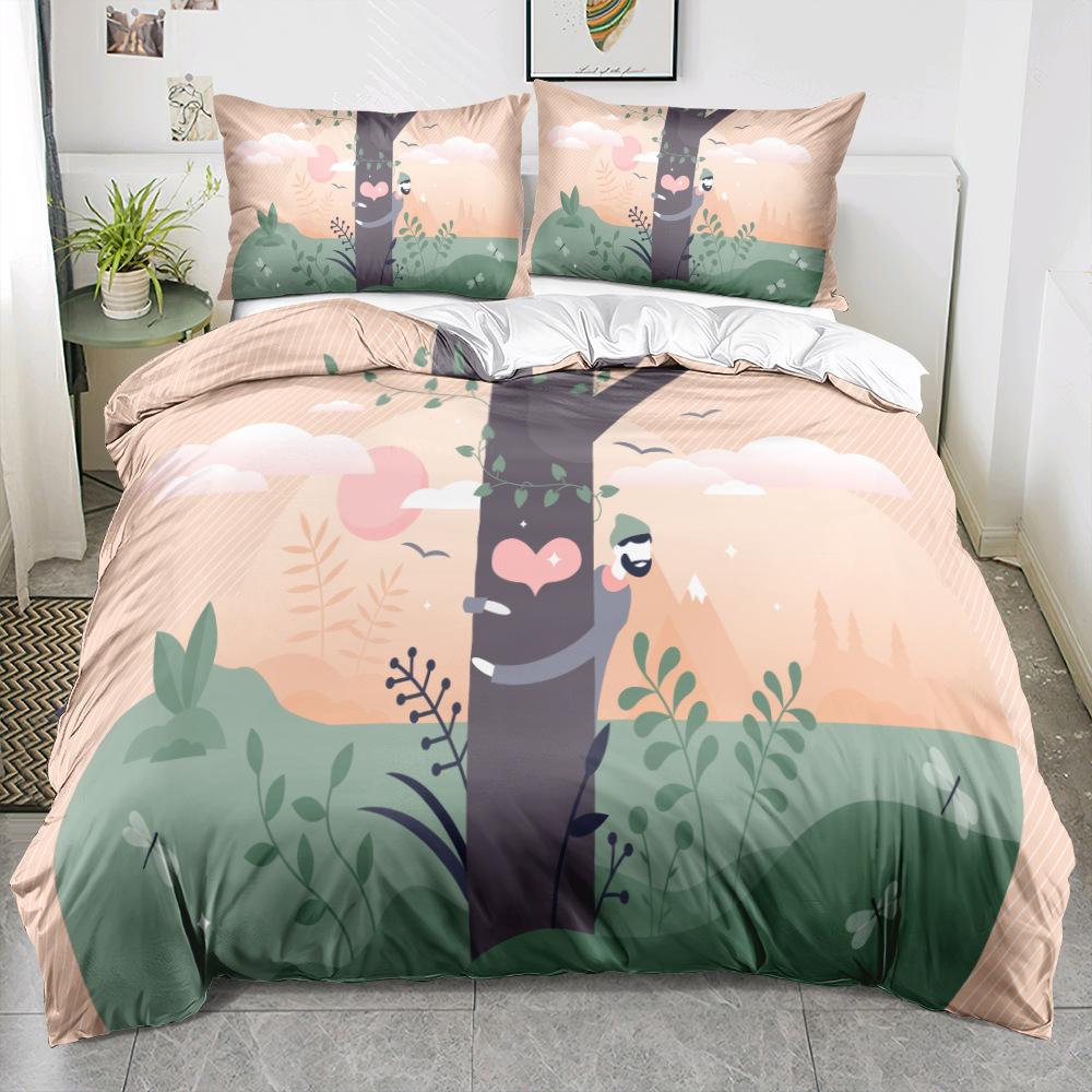 3D Valentine's Day Bedding Set, Couple Down Duvet and Pillowcase, Couple Room Full Size Creative Minimalist Home Textile Valentine's Day Gift