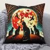 Pillowcase pc Cat Group Gazing at Moon Printed Holiday Theme Cushion Cover with Hidden Zipper Suitable for Sofa Living Room