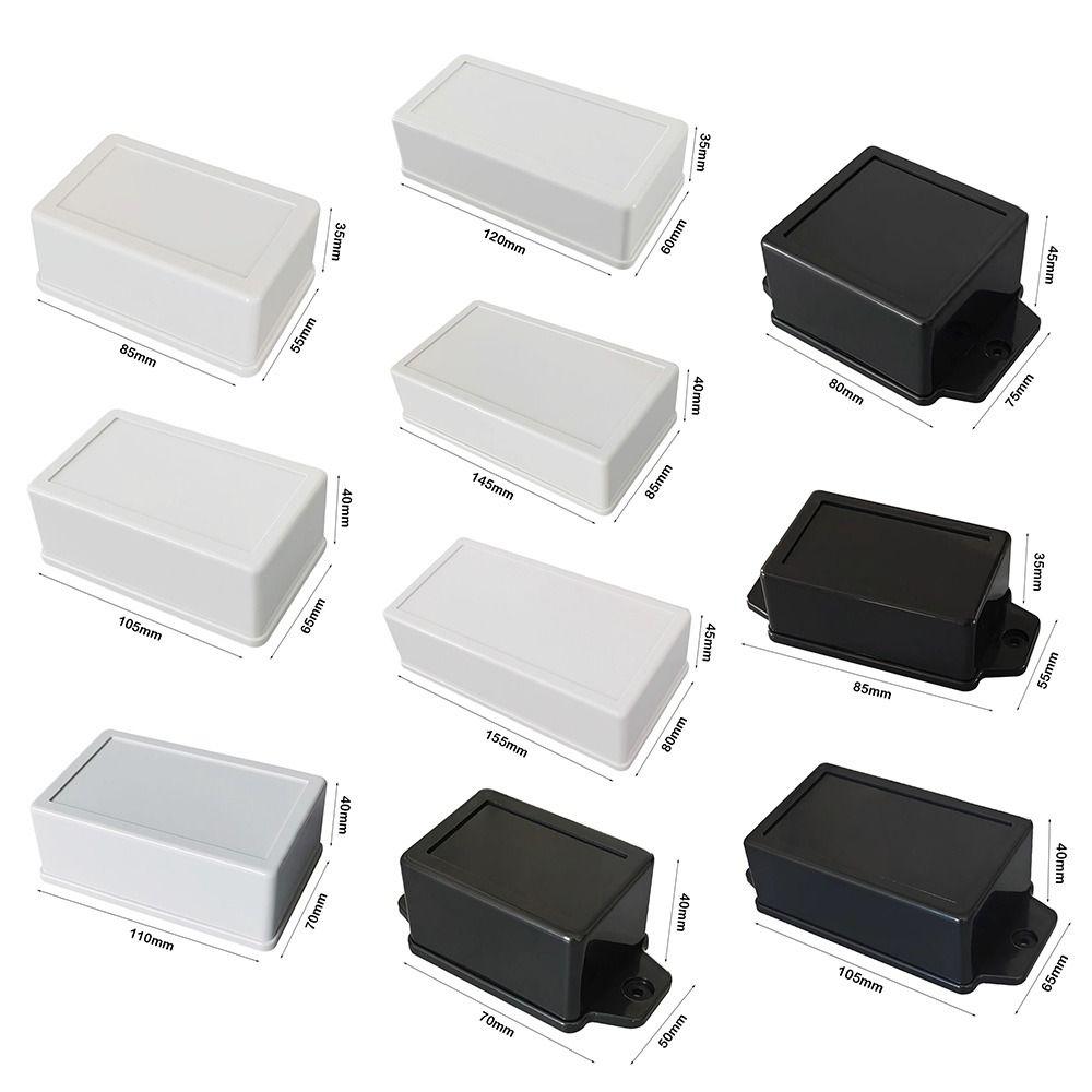 ABS Plastic Storage Case White Black Housing Instrument Case  Electronic Supplies