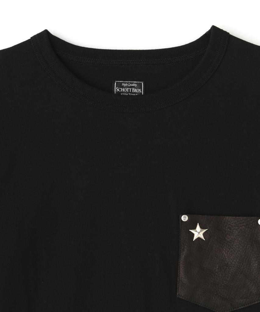 Schott LS One Star Leather Pocket T-Shirt, Men's, Size 2XL, Black, 010, 782-5930003