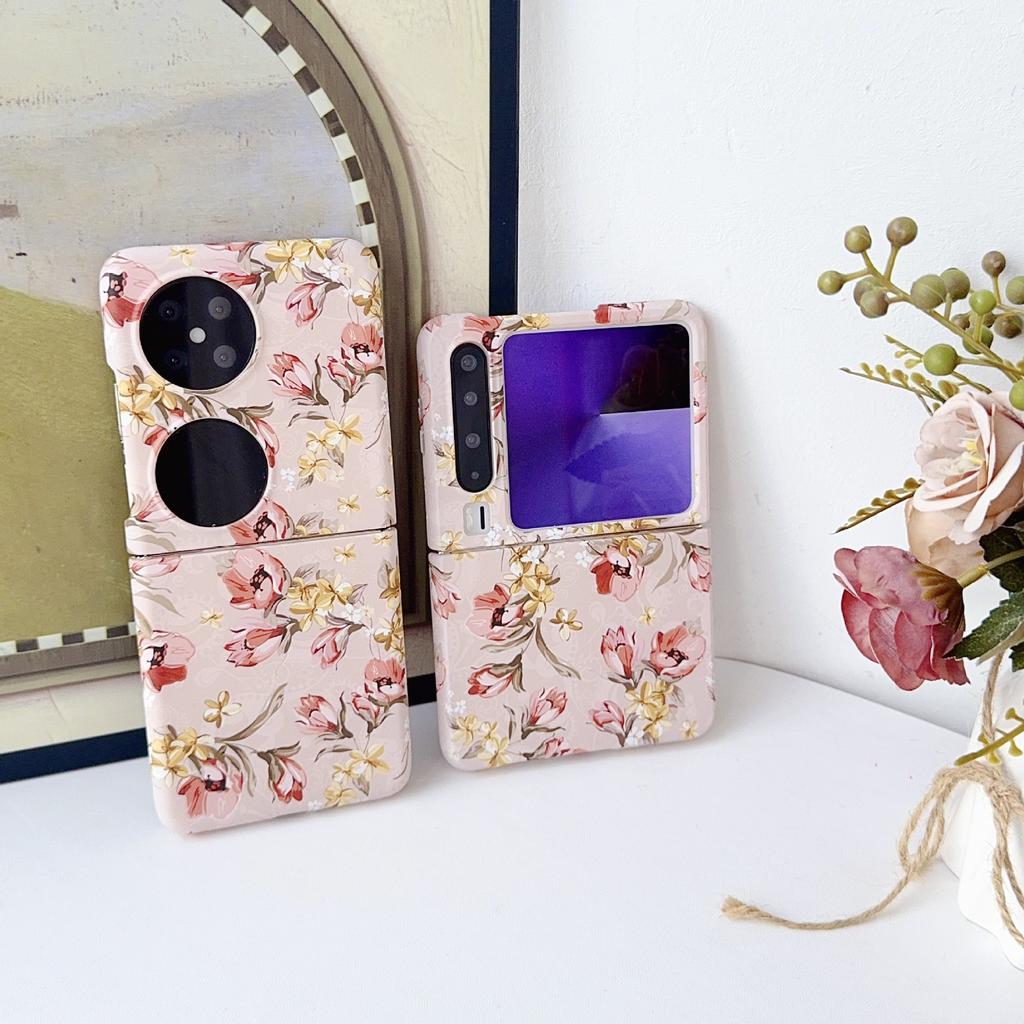 Ins Wind Applies To Huawei Pocket2 Folding Screen Mobile Phone Case Huawei PuraX Retro Floral Skin Matte Case