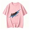 Woman Swimming Black Cat Diving Shoulder Short Sleeved T-shirt Breathable Casual Creative Summer Clothing