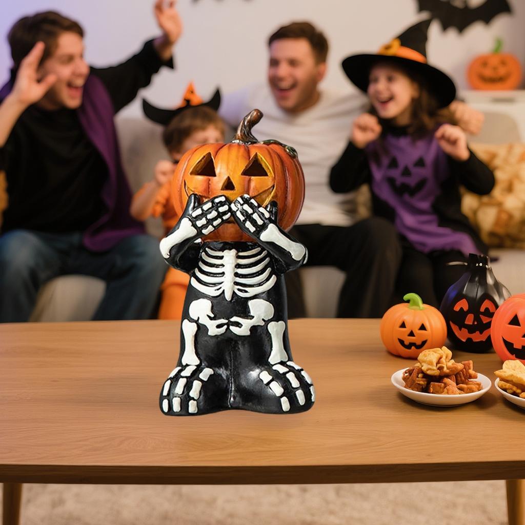 Halloween Resin Pumpkin Desktop Decoration, Halloween Jack-O-Lantern Sculpture Statue Desktop Decoration Desktop Collection Statue