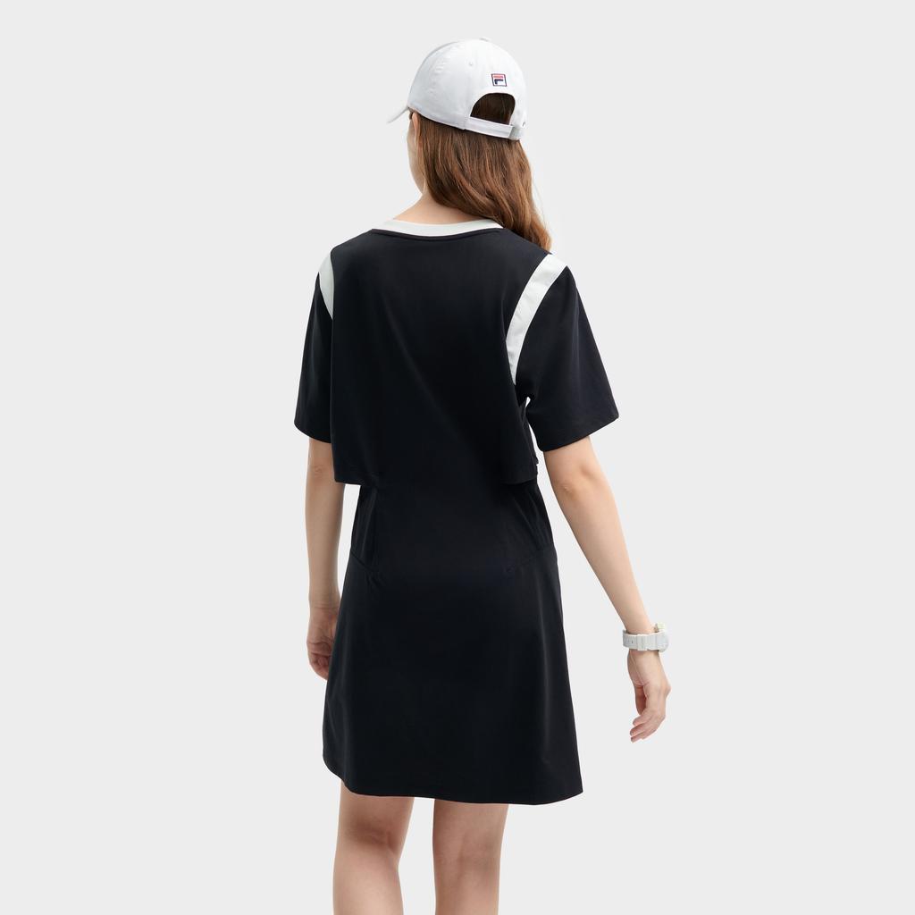 New FILA ORIGINALE Short Sleeved Dress Women's Jet Black F11W429308FBK