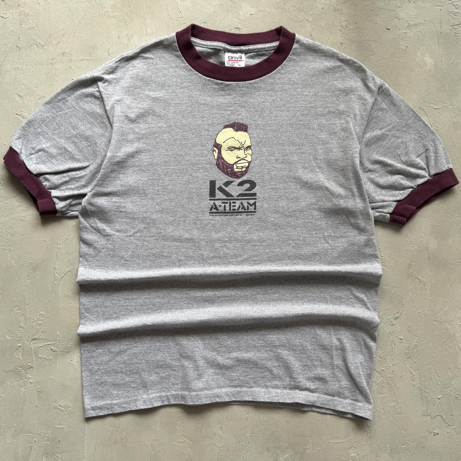 Vintage Y2K K2 Skis Mr. T Gray Ringer T Shirt Unisex T-Shirt XL