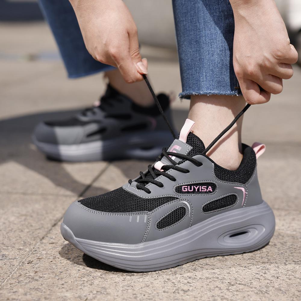 Women Safety Shoes with Breathable Steel Toe Anti Crush Anti Puncture Lightweight Comfortable Safe Summer Work Shoes