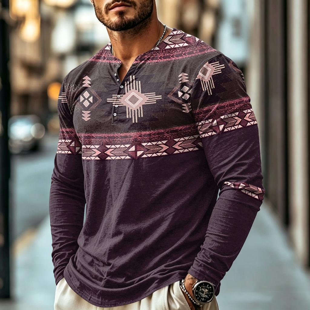 Men's Casual Bohemian Vintage Long Sleeve Shirt