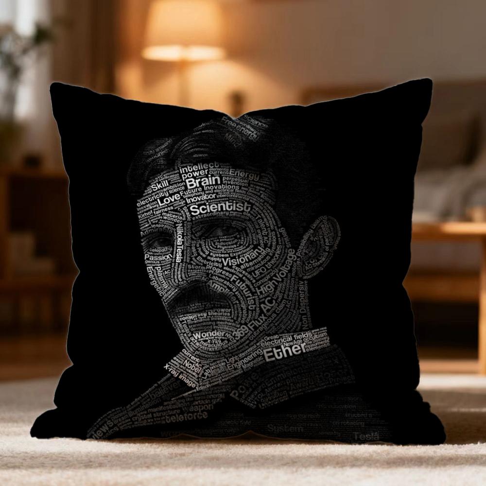 Popular NNikola Tesler Cushion Cover Soft Washable Pillow Case Multi-Scene for Couch Bed Travel Office Use