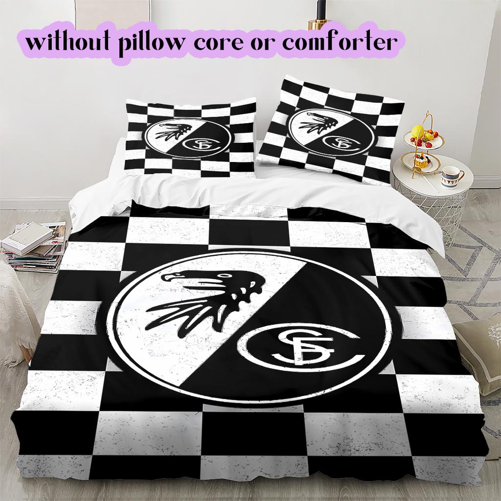 SC Freiburg Pattern Bedding Quilt Set Quilt Cover Pillowcase Home Decoration Birthday Gift (1 * duvet cover + 2 * pillowcase, without core)