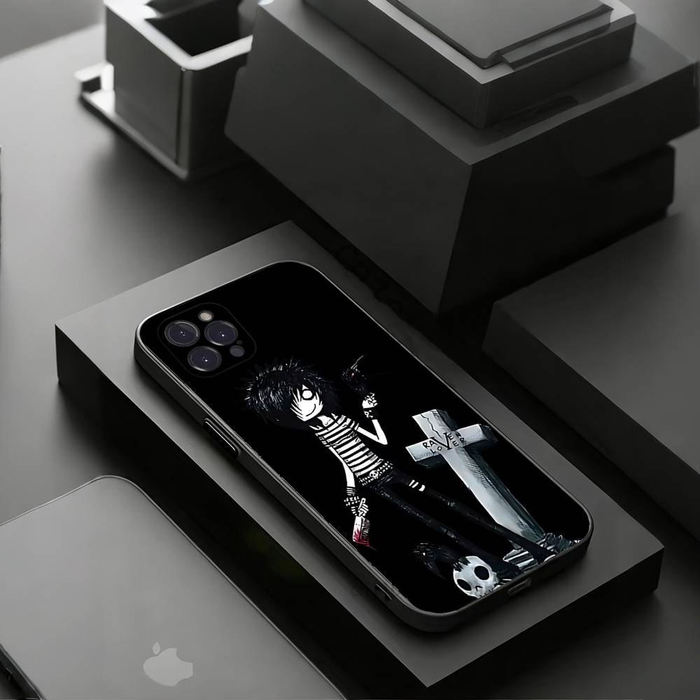 Love Black and Cute Emo Phone Cases For iPhone 17 16 15 14 13 12 11 Pro Max Plus Luxury Camera Protection Plastic