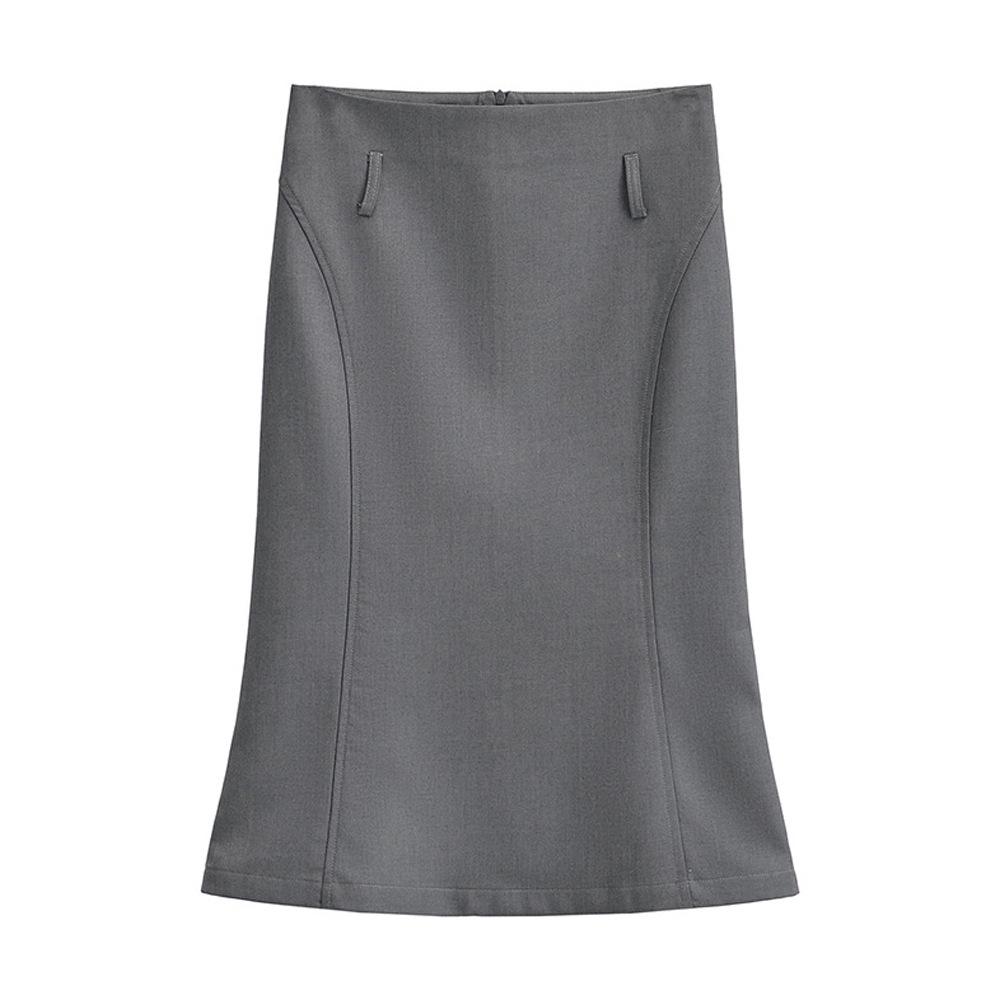 Dorothy Spring Korean Slimming Fishtail Midi Skirt - Versatile Solid Color with Tempered Slit for Women