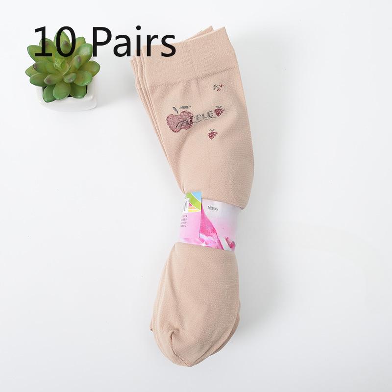 10 Pairs of Female Spring and Summer Old Style Old Fashioned Belt Heel Non Slip In Tube Stockings