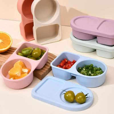 Seasoning Box Food-Grade Silicone Leak-Proof Double Container Microwave Safe Compartments Food 360 Degree Refrigerated Storage Box