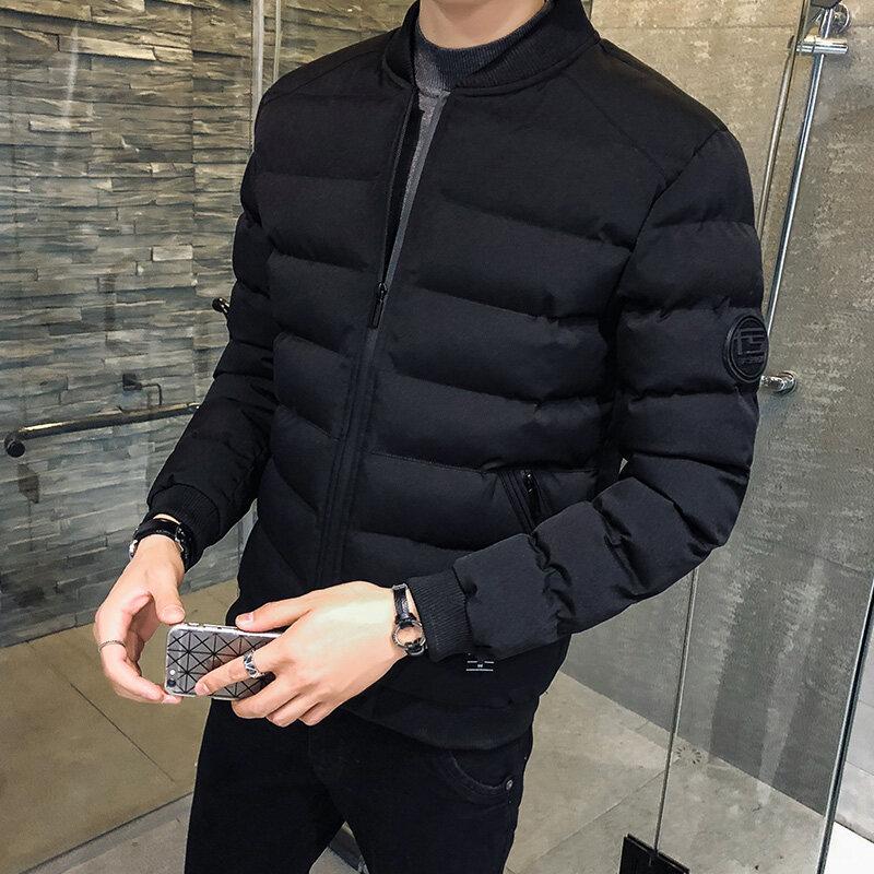 Men's Trendy Winter Short Down Jacket - Warm, Thick Baseball Collar Coat
