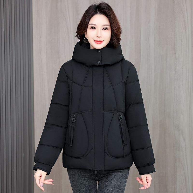 Plus size XL women's short hooded winter new cotton-padded jacket loose warm cotton-padded jacket top