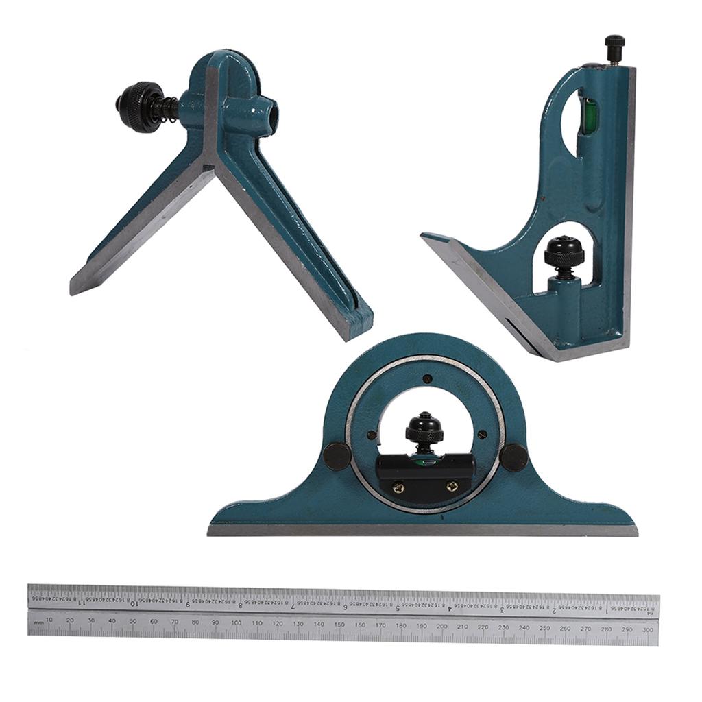 1x Stainless Steel Universal Bevel 180 Degree Angle Combination Square Protractor Ruler Set