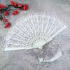 Ancient Style Feather and Lace Cheongsam Fan - Retro Chinese Hanfu Dance Accessory.