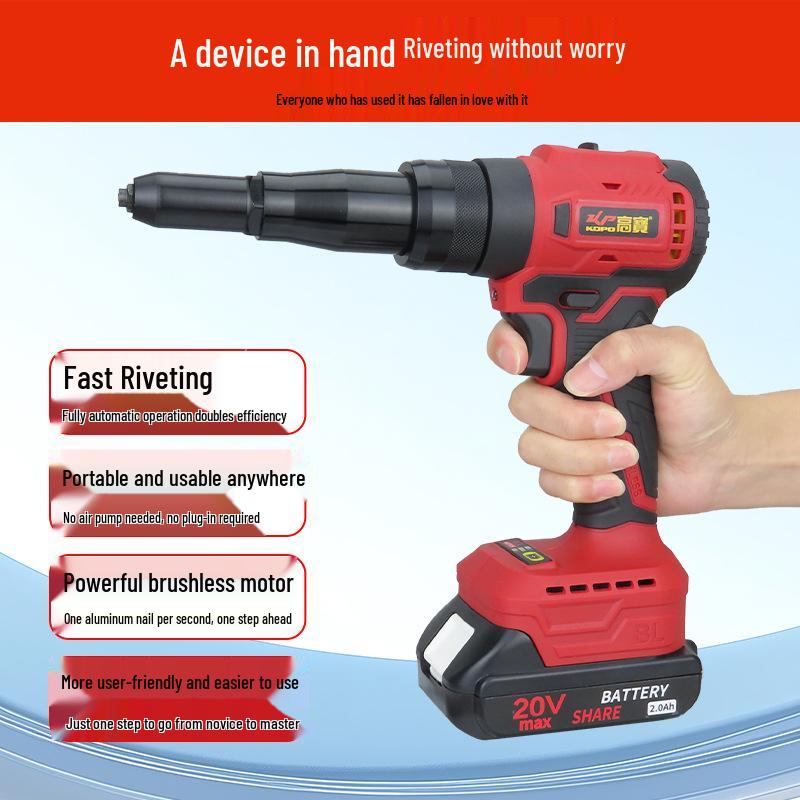 Gaobao Rechargeable Brushless Lithium Rivet Gun - Fully Automatic Pop Riveter