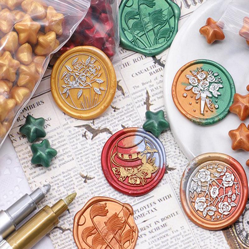 100pcs Colorful Star Wax for Sealing Seal Beads Wax Seal Stamp Set DIY Scrapbooking Material and Crafts Invitation Decoration 21