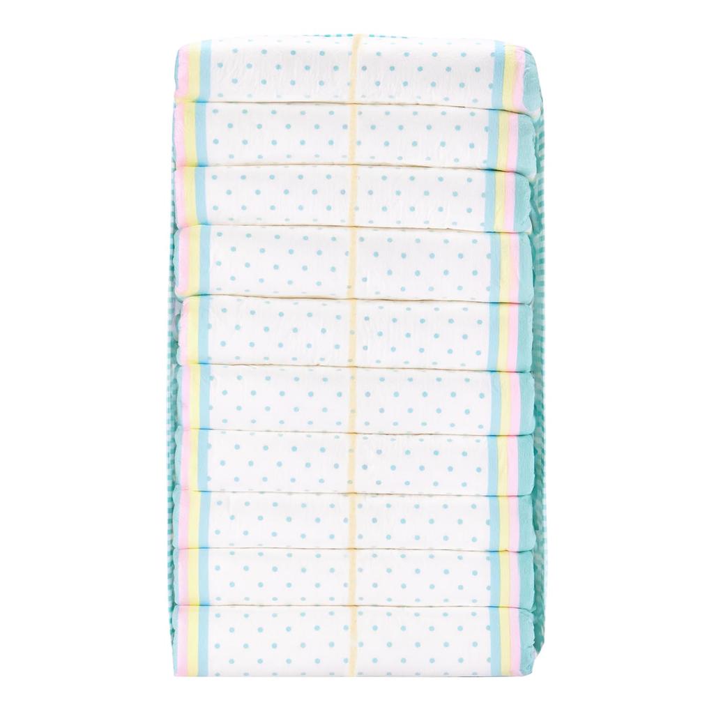 LittleForBig Adult Non-Woven Diapers 10-Pack Cute Design [Parading Baby] Color-Change Indicator Line Thick High Absorbency Velcro Total 10 Pieces M