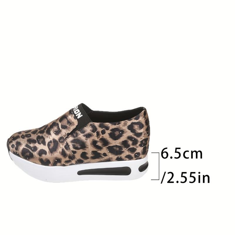 Women's Leopard Print Slip-On Sneakers - Comfortable Casual Shoes with Synthetic Cover Upper, Breathable Fabric Lining & Cushioned PU