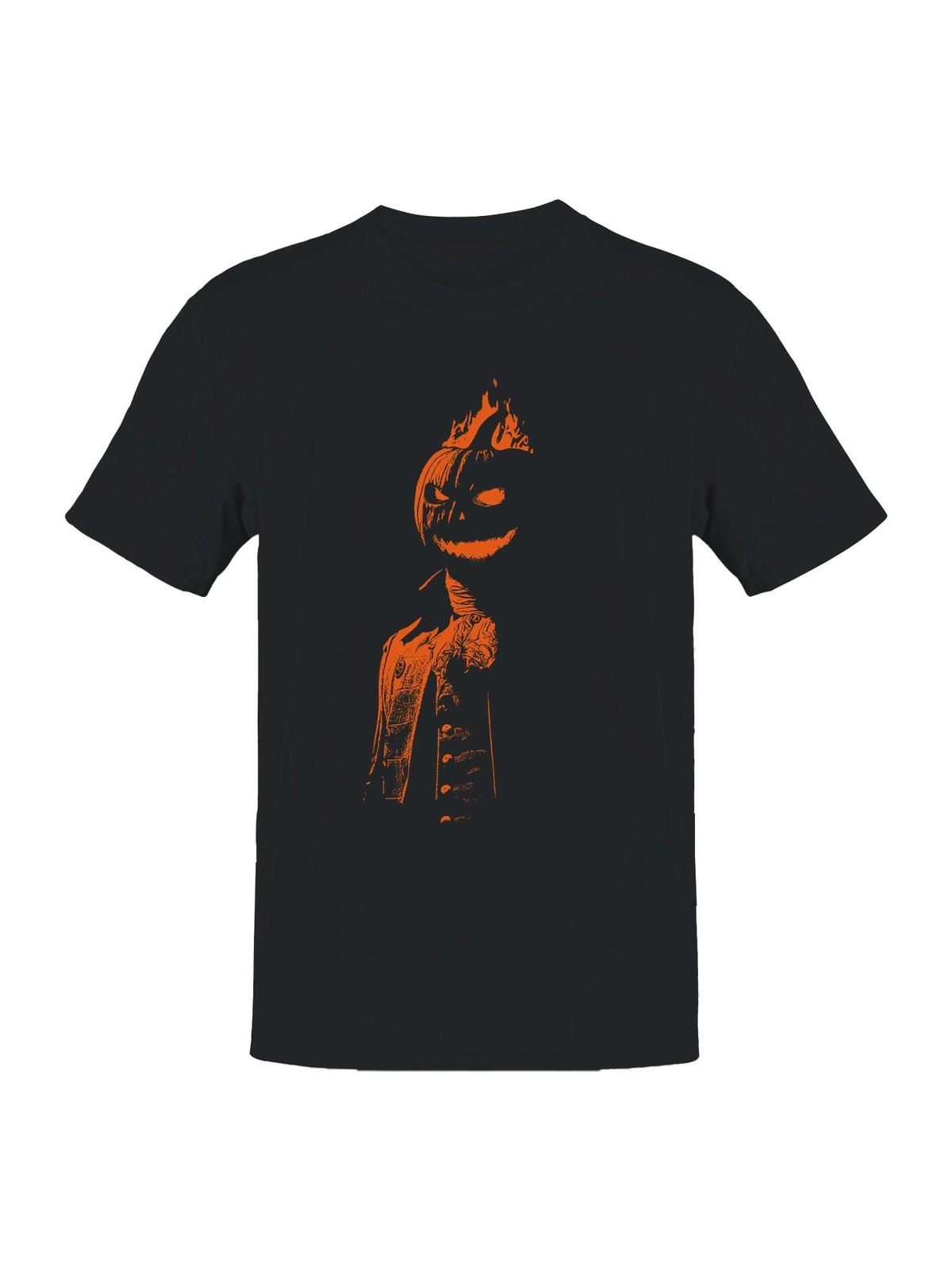 Flaming Pumpkin Head Illustration Men s T-shirt S разноцветный