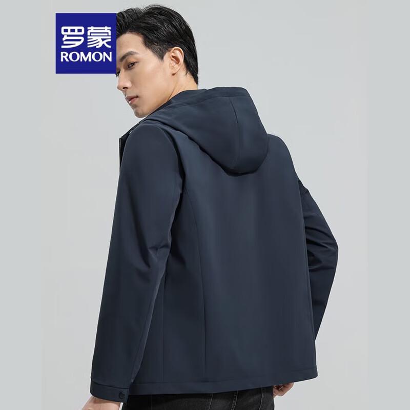 ROMON Men's Detachable Hooded Business Casual Jacket
