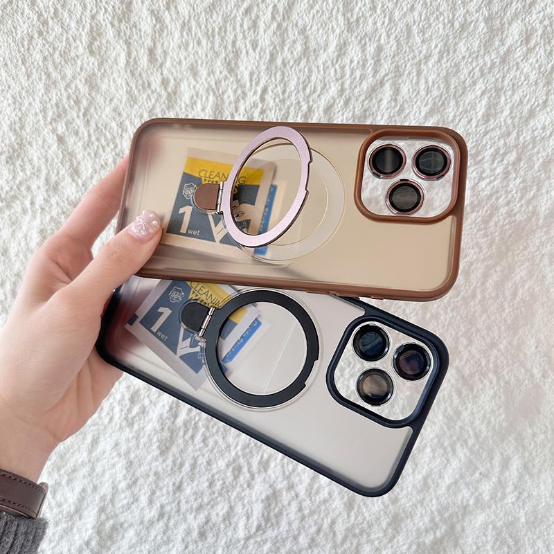 

For Magsafe Magnetic Metal Car Holder Ring Matte Phone Case For iPhone 16 Pro Max 14 11 12 13 15 Pro Max Acrylic Back Cover iPhone 16 Pro Max чорний