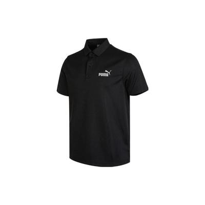 Solid Color Logo Print Half-Zip Polo Shirt Men Tops Black 671927-01