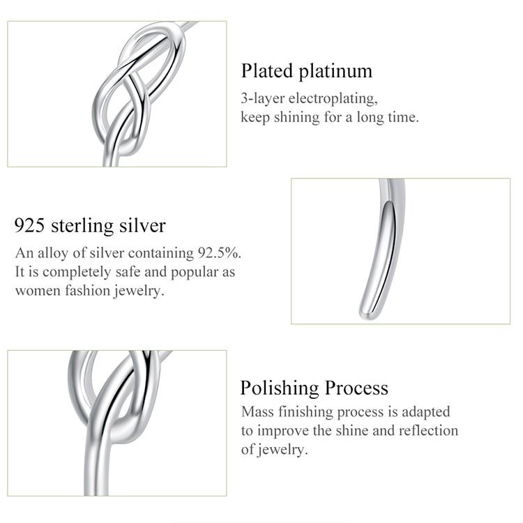 WOSTU Infinity Symbol Resizable Ring Authentic 925 Sterling Silver Platinum Plating Finger Ring for Women Fashion Simple Personality Jewelry