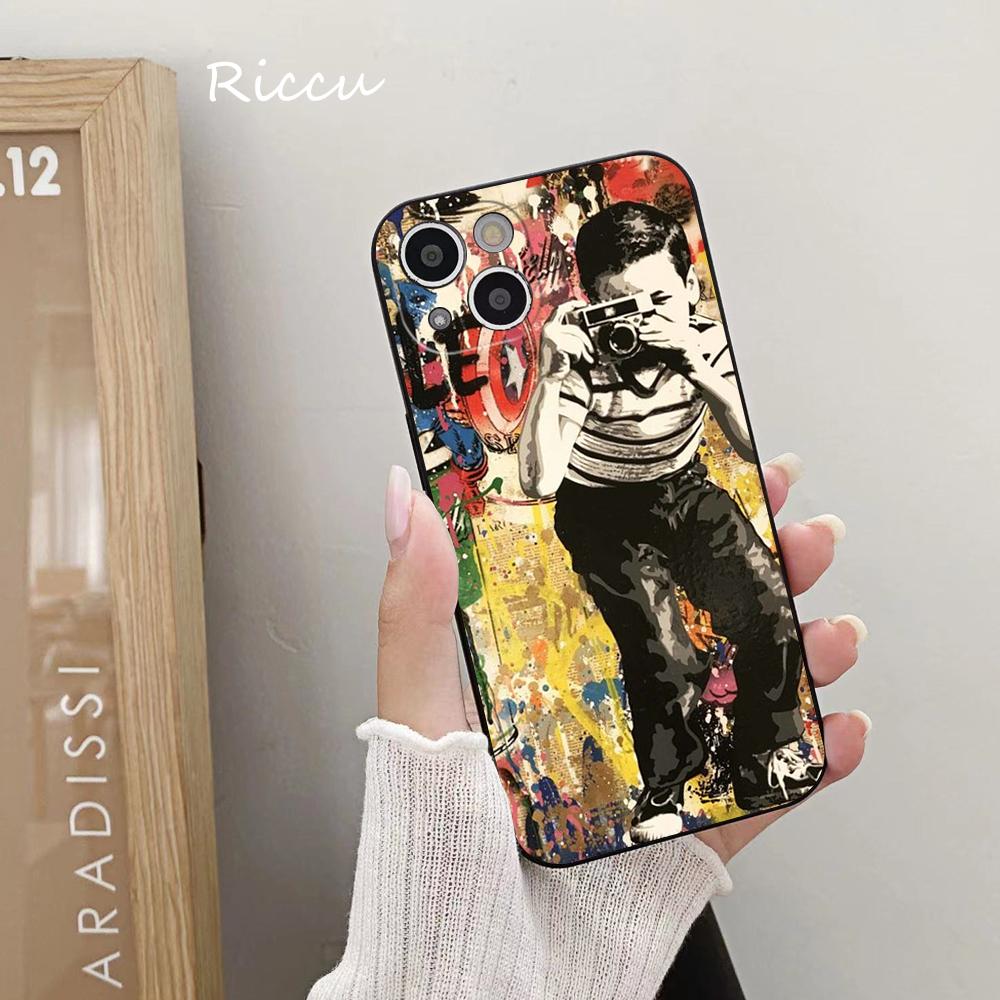 

Мягкий чехол для iPhone 14 Banksy Graffiti Art с абстрактным рисунком для Iphone 14 11 12Pro 8 7 Plus X 13Pro MAX SE2020 XR XS Чехлы iphone 12 Pro