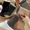 5/10 double polka dot mid-calf socks, soft and warm socks, polka dot versatile lace socks, all-season socks