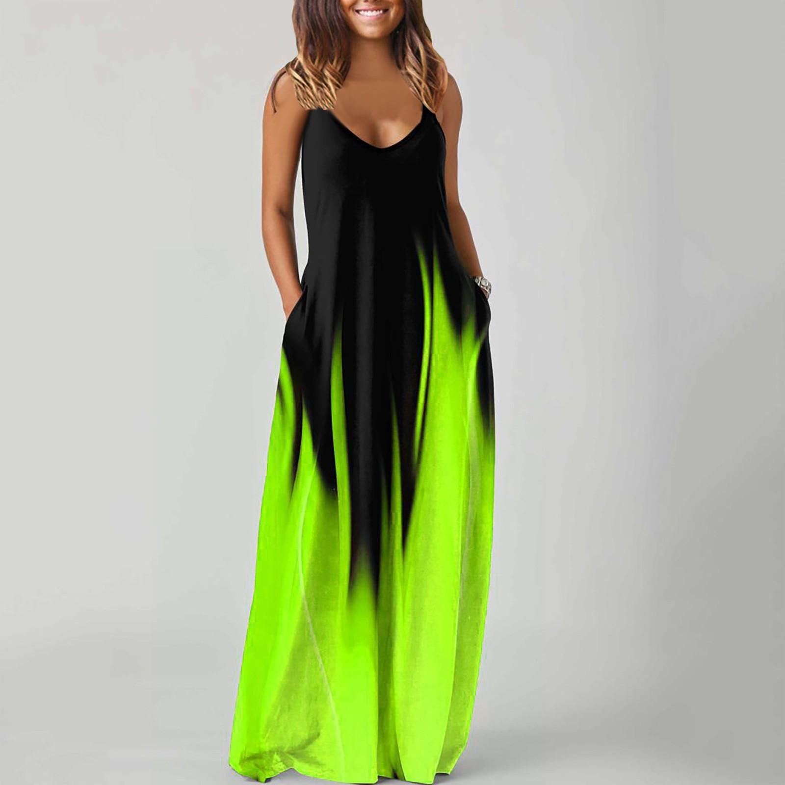 

Женское карманное платье с принтом, пляжные вечеринки, жилет для вечеринки, супер длинное платье без рукавов M